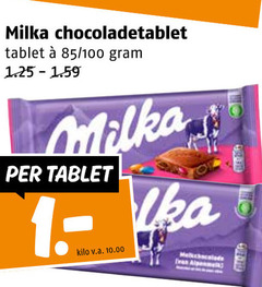  milka chocoladetablet tablet 100 kilo v.a. 