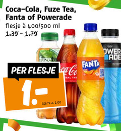  coca cola fuze tea fanta flesje 400 500 ml co liter v.a. tax 