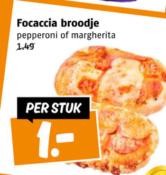  focaccia broodje pepperoni margherita stuk 