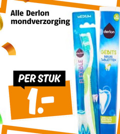  derlon mondverzorging stuk medium flexible gebits bruis tabletten 