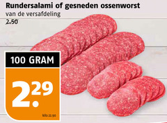  100 rundersalami gesneden ossenworst versafdeling kilo 