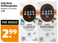  cafe nova koffiecups 20 mcafee koffiecapsules doosje stuks qualita 3.99 2 99 lungo classico grind 06 zacht aluminium capsules profondo vola 20x 