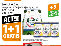  grolsch alcoholvrij bier 1 2 6 10 50 0.0 trays blikjes 30 33 liter v.a. 6x 5 zegels radler combinatie kassa 