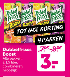  3 4 64 dubbel frisss boost ananas mango roos verfrissend pakken dubbelfrisss 1 5 liter combineren 