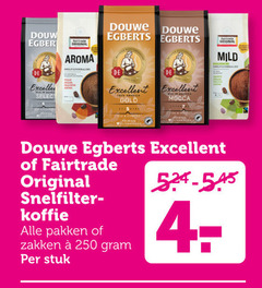  fair trade original douwe egberts koffie 10 250 douw fairtrade aroma excellent arabica gold mocca mild snelfilter pakken zakken stuk 