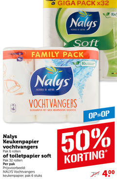  6 32 50 80 giga pack nalys inspired by nature soft family gerecycleerde vochtvangers keukenpapier super absorberende kussentjes pak rollen toiletpapier stuks 