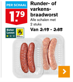  2 schaal runder varkens braadworst beter leven schalen stuks dieren bescherming 