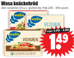  20 100 300 wasa glutenvrij pak since volkoren granen riche vezels farine vezelrijk 