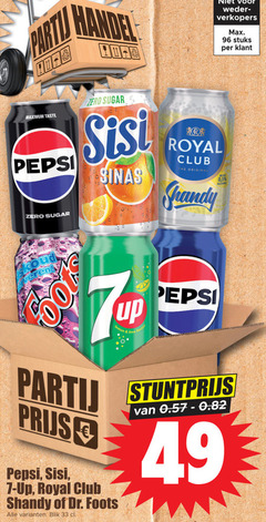  7-up royal club pepsi sisi cola frisdrank 7 33 96 200 stuks taste zero sugar sinas original shandy alcohol lemon lime flavour up dr. foots blik 