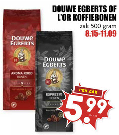  douwe egberts l or koffiebonen 500 aroma rood bonen zak espresso 5.99 kilo 