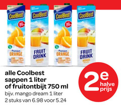  1 2 750 coolbest phenom orange fruit drink mango sappen liter fruitontbijt ml dream stuks manco halve 