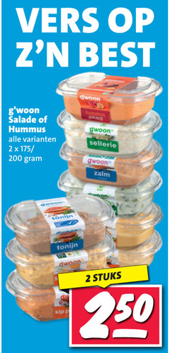  2 200 250 vers best salade hummus tonijn pikant gwoon sellerie zalm kip stuks 