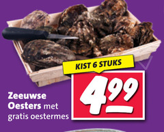  6 zeeuwse oesters oestermes kist stuks 