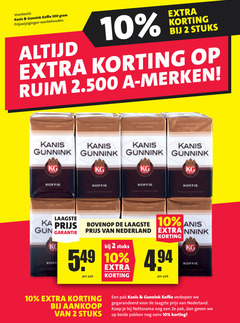  kanis en gunnink koffie 2 10 500 1885 voorbehouden stuks merken koffiebranders sinas ms gun bovenop nederland pak 2e beide pakken 