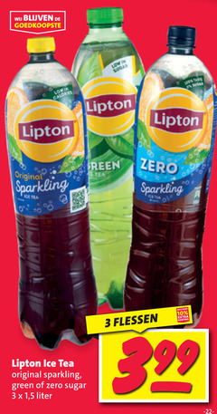  lipton ice tea 3 10 calories original sparkling co green ht zero sugar 1 5 liter flessen 