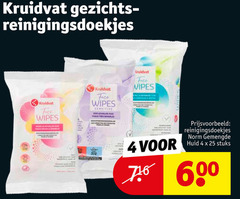  4 25 600 kruidvat gezichts reinigingsdoekjes wipes fee sensitive face gemengde huid stuks 