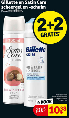  2 4 200 gillette satin care scheergel multipakken 200ml skin dry protege bescherming gel raser ultra sensible gevoelige huid beurre vitamine hit she butter silk sans alcohol colorant kleurstoffen ge venus ml 