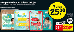  1 3 34 55 100 pampers luiers luierbroekjes big pack paw patrol night pants harmonie online paper papier premium protection comfort nl free 3x baby dry maat stuks luier 