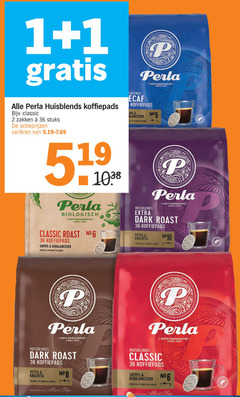  perla koffiepads 1 2 5 6 8 12 19 36 40 huisblends classic zakken stuks varieeren biologisch robusta boren roast soepel arabica bonen dark pittig koffiebranders gebrand albert brand year 