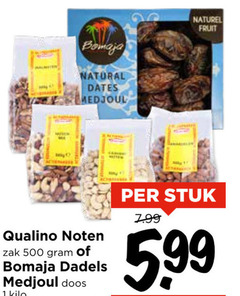  1 500 natural dates medjoul naturel fruit qualino noten zak dadels doos kilo stuk 5.99 