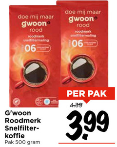  gwoon koffie 500 rood roodmerk snelfilter pak 3.99 