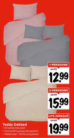  1 2 100 teddy dekbed kleuren kussensloop materiaal polyester persoons lits jumeaux 