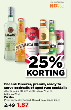  bacardi mixdrank 4 18 25 classic cocktail mojito jaar legitimatie alcohol nix18 orange breezer crafted blanca b lime breeze range rum cola caribbean with toasted coconut up premix ready to serve cocktails aged 5 flessen blikjes stuk blikje 