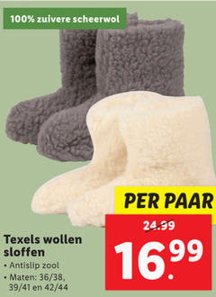  100 scheerwol texels wollen sloffen antislip zool maten 36 42 44 paar 