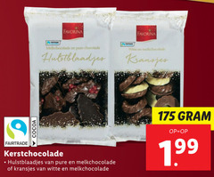  favorina melkchocolade chocolade hulstblaadjes witte kransjes fairtrade cocoa kerstchocolade 1 99 