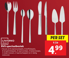  2 4 6 livarno home rvs koffielepels taartvorkjes botermesjes steak messen delig slabestek 5.99 