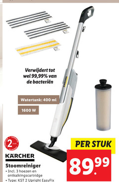  2 3 400 verwijdert 99 bacterieen watertank ml karcher stoomreiniger hoezen upright easyfix stuk 