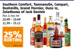  12 25 700 southern comfort campari bushmills grand marnier ouzo jack daniels fles ml could liter v.a. 