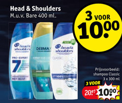  3 100 300 400 1000 head shoulders ml heads derma pro expert classic shampoo munt 