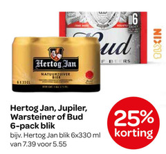  hertog jan warsteiner jupiler bud blikjes bier 6 16 25 natuurzuiver pack blik ml nix18 