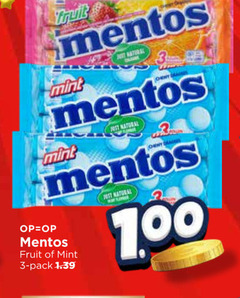  mentos snoep 3 100 fruit mint natural best pack 