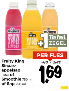  fruity king fruitsmoothie 1 100 750 guave sinaas appel limoen appelsap liter smoothie ml sap tefal zegel fles 