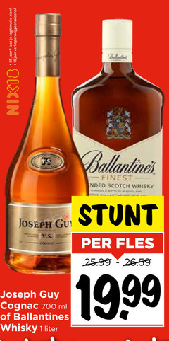  ballantines joseph guy whisky cognac 1 18 25 700 nix18 jaar legitimatie alcohol ml liter finest scotch fles 19 99 