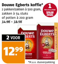  douwe egberts koffiebonen koffie koffiepads oploskoffie 1 2 200 500 pakken zakken stuks potten kitchenaid spaar zegel oma rood aroma m.u.v 