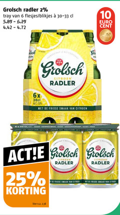  grolsch radler bier 2 6 10 20 25 tray blikjes cent 6x citroen frisse vruchtensap fris liter v.a. 