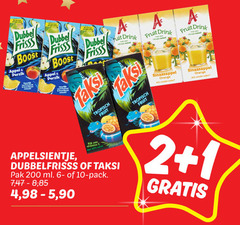  1 2 10 200 dubbel frisss boost appel perzik tropisch fruit sinaasappel orange drink appelsientje rijk vitamine dubbelfrisss taksi pak ml pack 7 4 5 90 