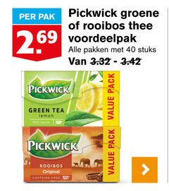  pickwick thee 40 69 100 400 pak groene rooibos green tea lemon natural pakken stuks original caffeine free pack 