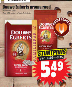  douwe egberts koffiepads koffiebonen 2 3 4 5 6 7 8 9 500 aroma rood bonen pads zak pak stuks meester d.e joure evenwichtig rond 