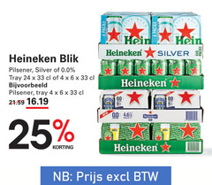  heineken silver 0.0 blikjes bier 4 6 24 25 33 blik pilsener tray new pack 00 