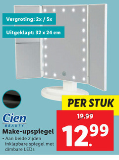  24 32 vergroting 2x 5x cm cien beauty make spiegel beide zijden inklapbare dimbare stuk 