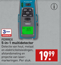  1 5 laser detector distance mode off read metal ferrex 3jaar multidetector detectie hout metaal elektriciteitsleidingen afstandsmeting projectie markeringen stuk 