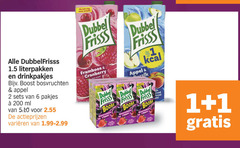  dubbelfrisss fruitdrank 1 2 6 100 200 dubbel frisss drinkpakjes boost bosvruchten appel ml varieeren framboos cranberry 