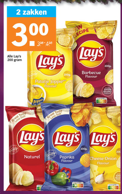  lays chips 2 100 200 300 zakken patatje flavour barbecue joppie with quality ingredients potatoes grow taste less salt nutri score naturel paprika cheese onion 