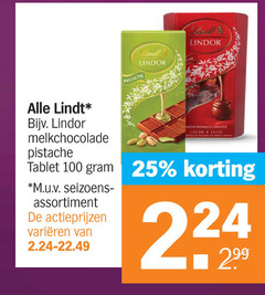  lindt chocolade 25 100 lindor melkchocolade pistache leche tablet m.u.v assortiment varieeren 