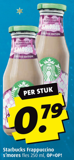  starbucks ijskoffie 250 chocolate marshmallow flavour smores limited edition stuk frappuccino fles ml 