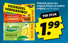  pickwick thee 40 400 voordeel rooibos original caffeine green tea lemon pack pak zakjes stuk 